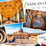 Vatican Museums tickets guide featuring the Gallery of Maps and Sistine Chapel interior in Vatican City